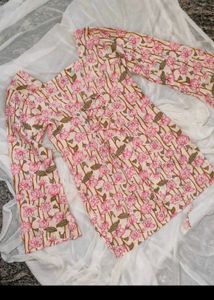 🌸Floral Print Kurta with Lace-Up Back
