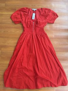 Vibrant Red Midi Dress