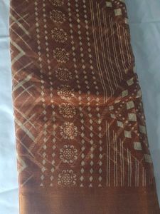 new Elegant Brown Geometric Print Saree