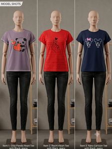 Cute Navy Blue T-Shirt with Cartoon Print