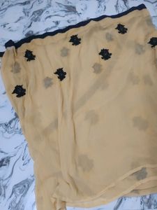 Elegant Peach Saree with Black Embroidery