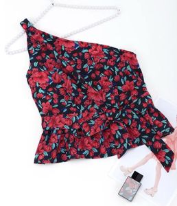 Lulu &amp; Sky - One-Shoulder Floral Peplum Top