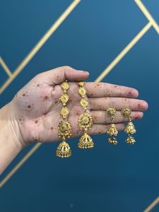 Gold Jhumka Earring Set