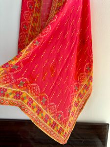 Mustard embroidery suit pant Set with Dupatta