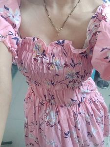 Pink Floral High-Low Dress