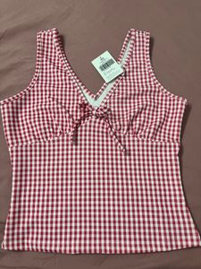 Red Gingham Tie Front cami top SiZe s-m
