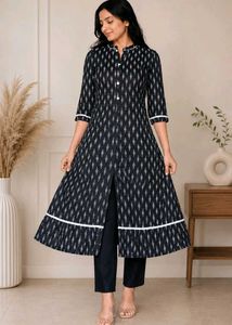 Black & White Printed Cotton Kurta