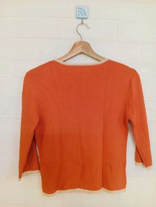 Orange Button-Up Cardigan