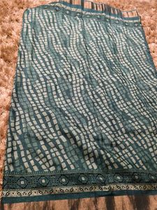 Elegant Teal Shibori Saree