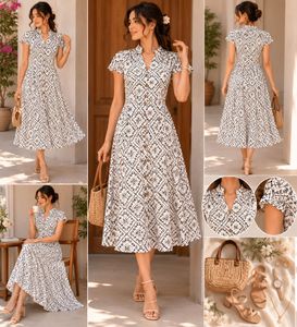 Boho Print Button-Up Dress