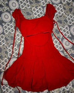 Chic Red Backless Mini Dress