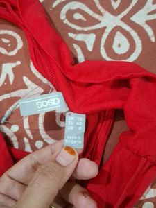 Vibrant Red Casual Dress