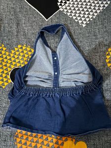 Denim Halter Neck Top
