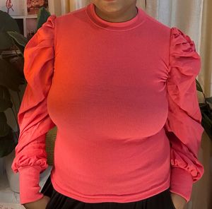 Puff Sleeve Ribbed Top