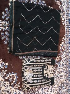 “Black &amp; Gold Royal Kurti with Dupatta