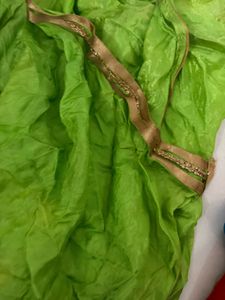 Vibrant Green dupatta with Golden Border