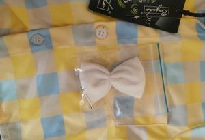 Cute Boys Yellow Plaid Shirt &amp; White Shorts Set