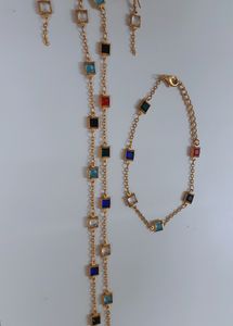 Colourful Rhinestone Chain, Bracelet &amp; Earring Set