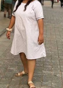 White Short Sleeve Midi Dress
