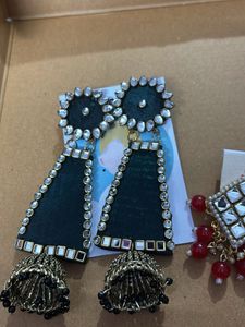 Red Beaded Dangle Earrings combo