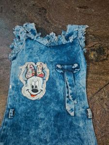 Cute Minnie Mouse Denim Dress for Girls