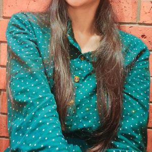 Green Polka Dot Button-Up