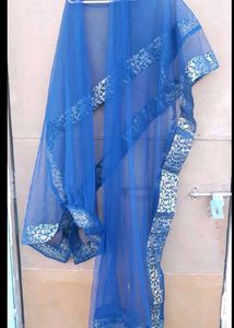 Elegant Blue &amp; Gold Brocade Lehenga Set