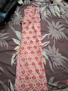 Pink Floral Sleeveless Kurta