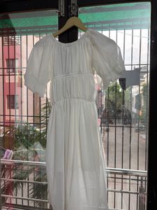 White Puff Sleeve Mini Dress