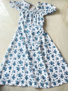 Floral Print Midi Dress with Puff Sleeves