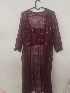 Elegant Burgundy Sequined Set
