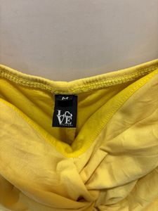 Chic Ruched Yellow Mini Dress