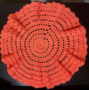Handmade Crocheted Doily - Coral Table Decor