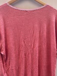 Women's Pink Lace Trim Tie-Front Top