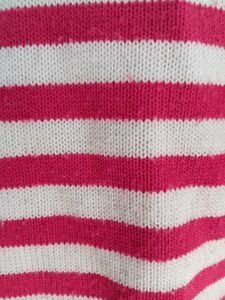 Pink Knit Sweater with White Stripes