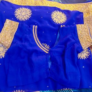 Elegant Blue &amp; Gold Saree with blouse