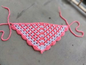 Pink &amp; White Crochet Bandana