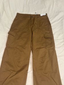 Brown Wide Leg Cargo Pants