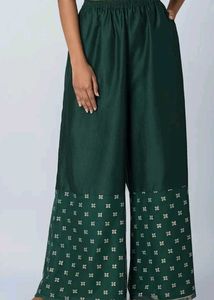 Emerald Green Palazzo Pants with elegant border