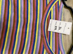 Colorful Striped Long Sleeve Crop Top