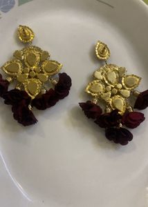 Stunning Statement Drop Earrings with  Flowers