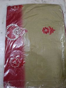 Olive Green Kurta Set with Red Dupatta Unstitched