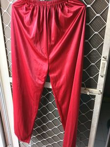 Red Satin Nightie with Lace Trim