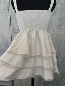 Cream Tiered Lace Dress
