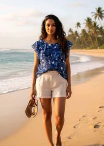 Blue sheer top