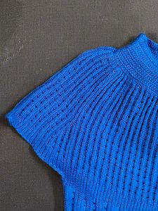 Blue Knit Cardigan with Pockets
