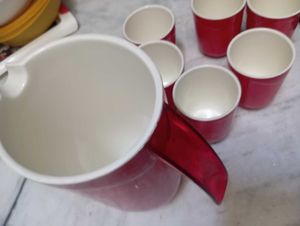 Red jug and 6 glass Set