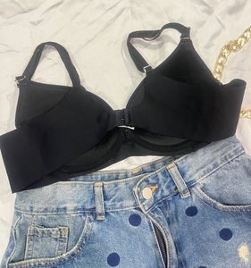 Black Shein Soft Material Padded Push Up Bra