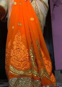 Elegant Saree with Gold Border 🧡 🪙