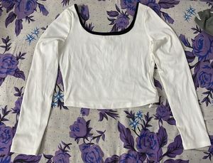 White Long Sleeve Cropped Top